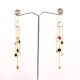 Brass 22k Gold Plated Chain Dangle Earrings with Colorful CZ Stones